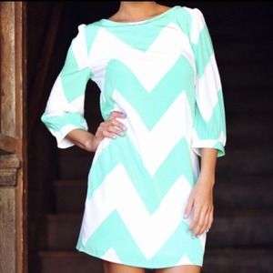 TRADED Hopes mint chevron dress
