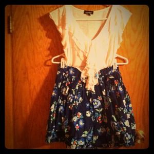 Super cute white blouse with floral skirt