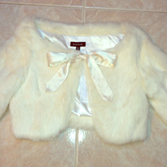 White Fur Bebe Jacket Size XS