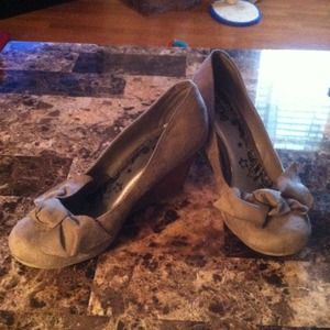 Brown suede wedge dress shoes