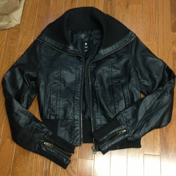 Faux leather moto jacket