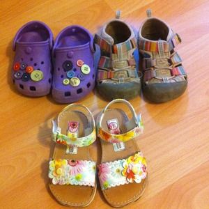 Sold- Keen, sandals, fake crocs toddler size 7
