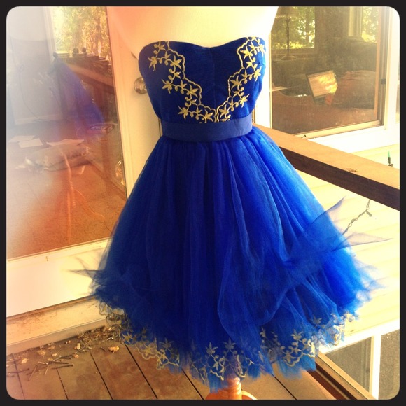 Indigo and gold Formal Dress