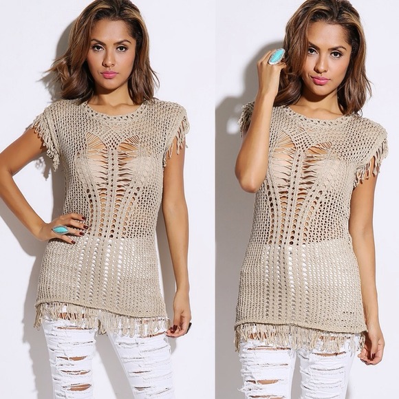 Beige Sweater Knit Tunic