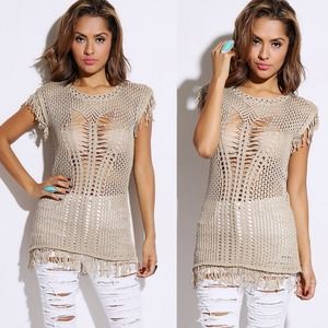 Beige Sweater Knit Tunic