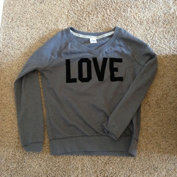 Grey VS PINK Crew Neck "Love Pink" Sweatshirt