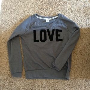 Grey VS PINK Crew Neck "Love Pink" Sweatshirt