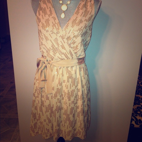 Cream sequenced dress