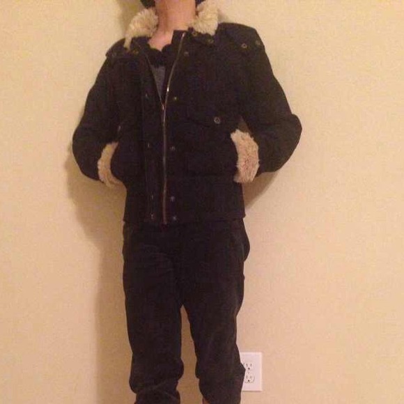 Navy jacket with full fur lining - Picture 2 of 4