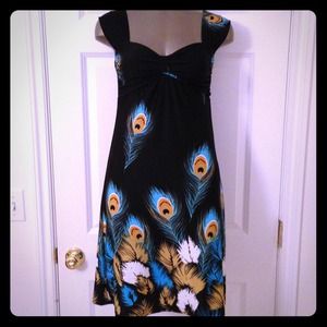 NWOT Black Peacock Dress