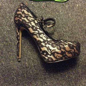 5in nude and black XXI chic heels