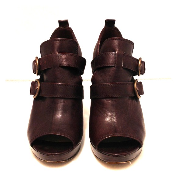 Coach Peep Toe Buckled Booties 8.5