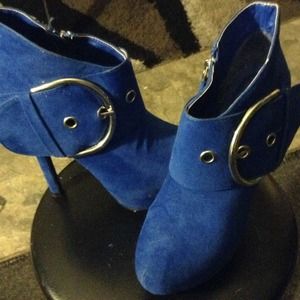 Suede royal blue 4 in party heels
