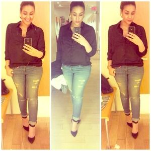 Black heels with ankle strap,