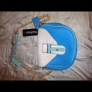BOOHOO brand cross body aqua blue gold purse