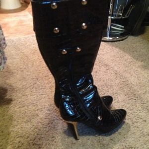 Black croc style boots