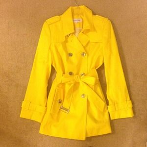 Calvin Klein yellow double breasted trench coat M