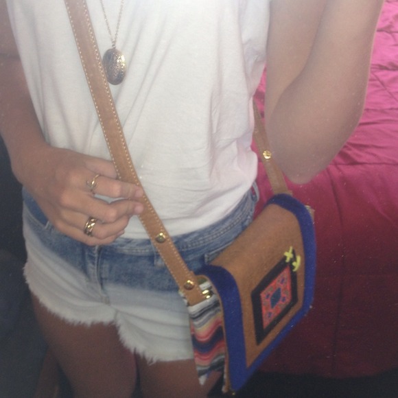 Nila Anthony tribal faux fur crossbody purse