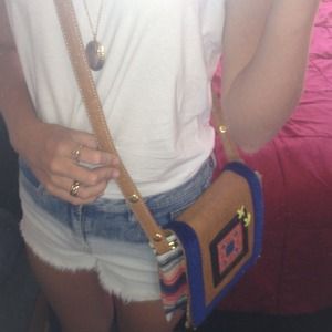 Nila Anthony tribal faux fur crossbody purse