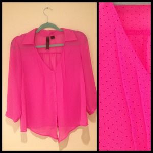 💞 semi-sheer pink chiffon blouse 💞