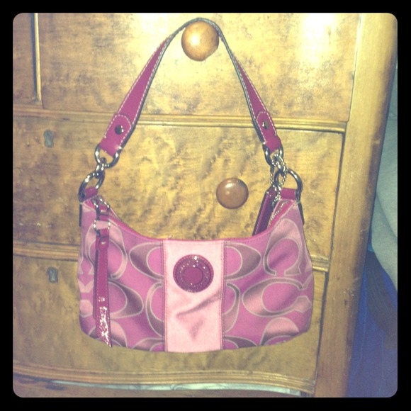 dark pink & maroon coach purse