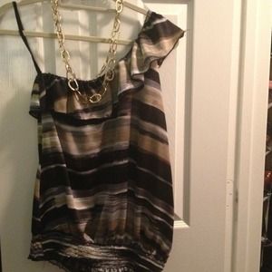 blue & grey one shoulder top. (Used)