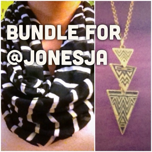 Aerie striped scarf and AE tribal necklace