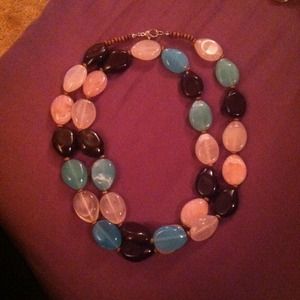 Long colored stone necklace & bracelet