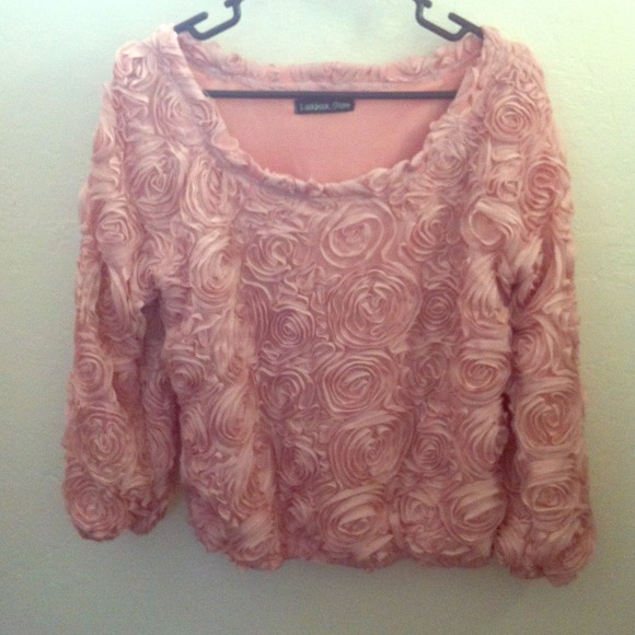 American apparel 3D rose flower mesh top