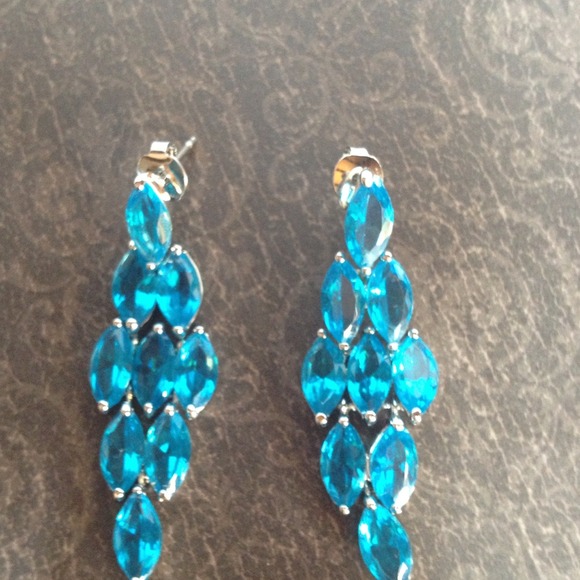 Blue Topaz & 18k White GP Chandelier Earrings