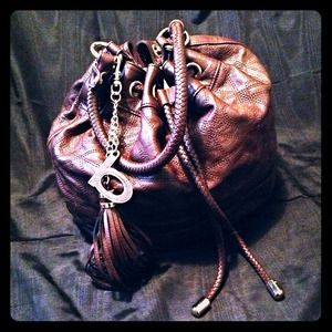 Brown Leather Bebe Bucket Bag