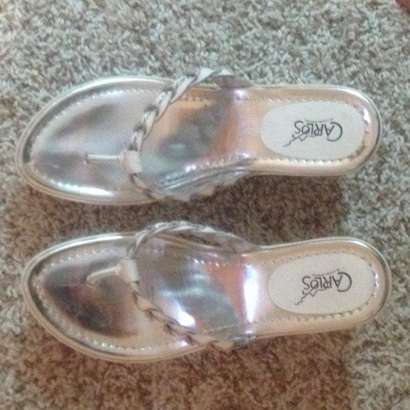 White, 31/2 inch braided sandals. Lightly used.
