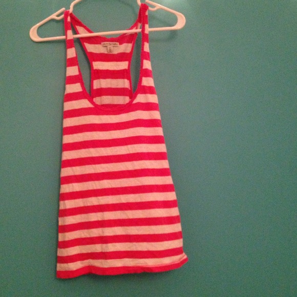 XL pink and white striped racer back tank top