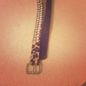 Leopard print studded belt