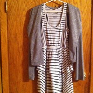 Cute dress and shimmery blazer combo