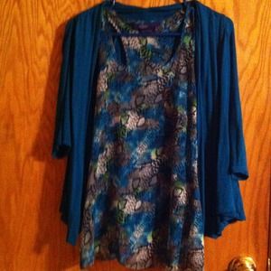 Cute drape top paired with fitted pattern tank