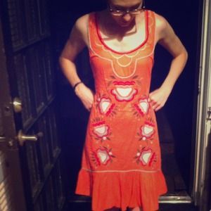 ⚡Anthro/Lilka Dress - pink w\ embroidered detail.