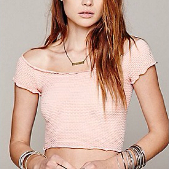 Free People Smocked Seamless Crop Top in Pink Sand
