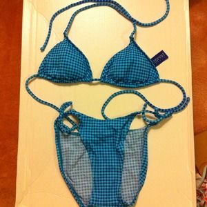 Triangle Blue checkered bikini set