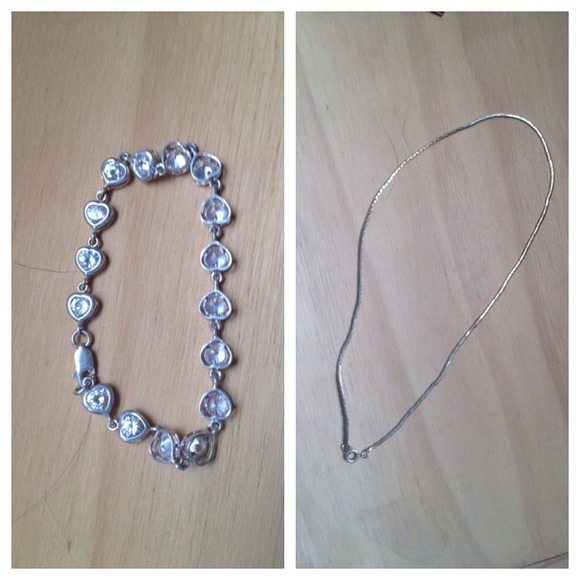Heart bracelet and 14 K gold necklace bundle