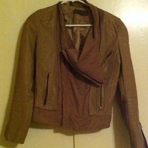 Asymmetrical faux leather jacket