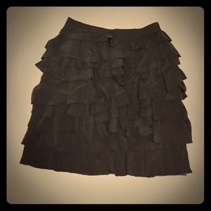 Club Monaco Silk Ruffle Black Skirt