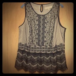 LOFT lace overlay peplum shell