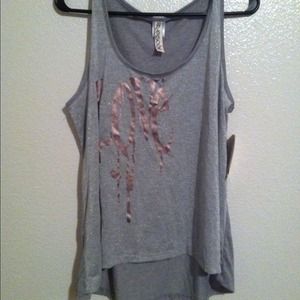 Gray sparkly graphic tank