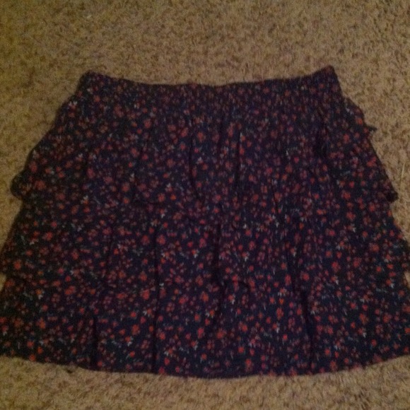 Navy blue skirt with red flowers
