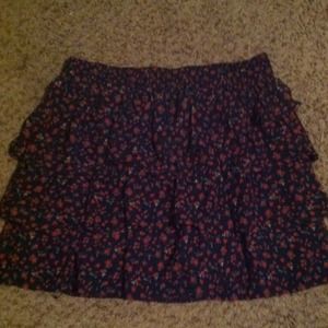 Navy blue skirt with red flowers