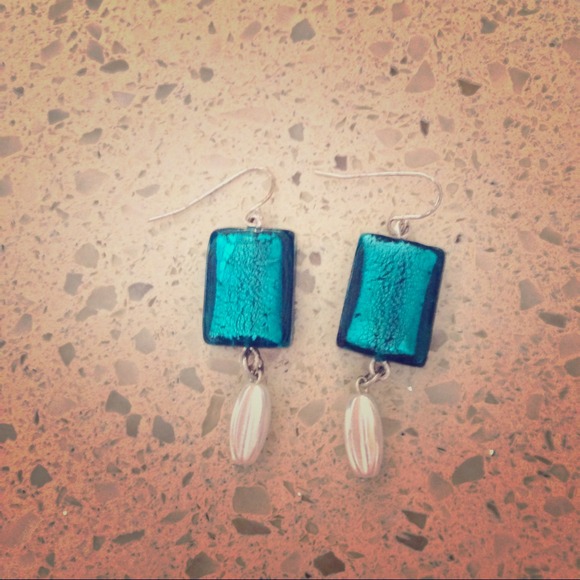 Glass turquoise earrings