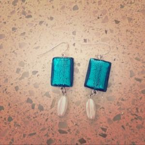 Glass turquoise earrings