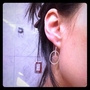 Sterling silver dangle oval earrings