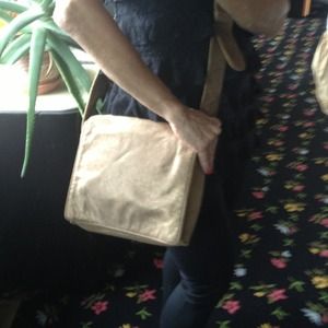 SALE!  DKNY bronze leather cross body bag.